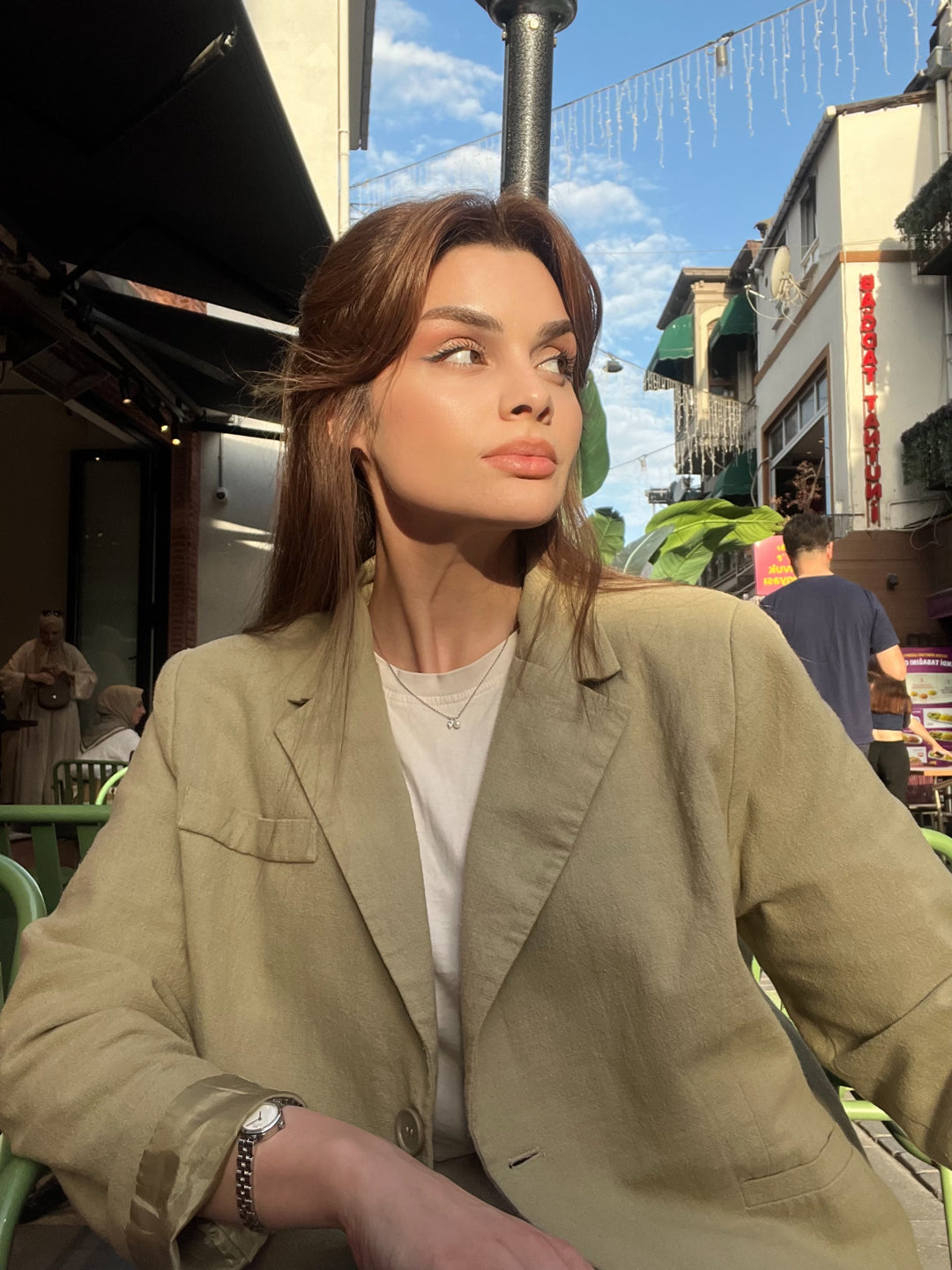 Çağla Yeşili - Keten Blazer Ceket