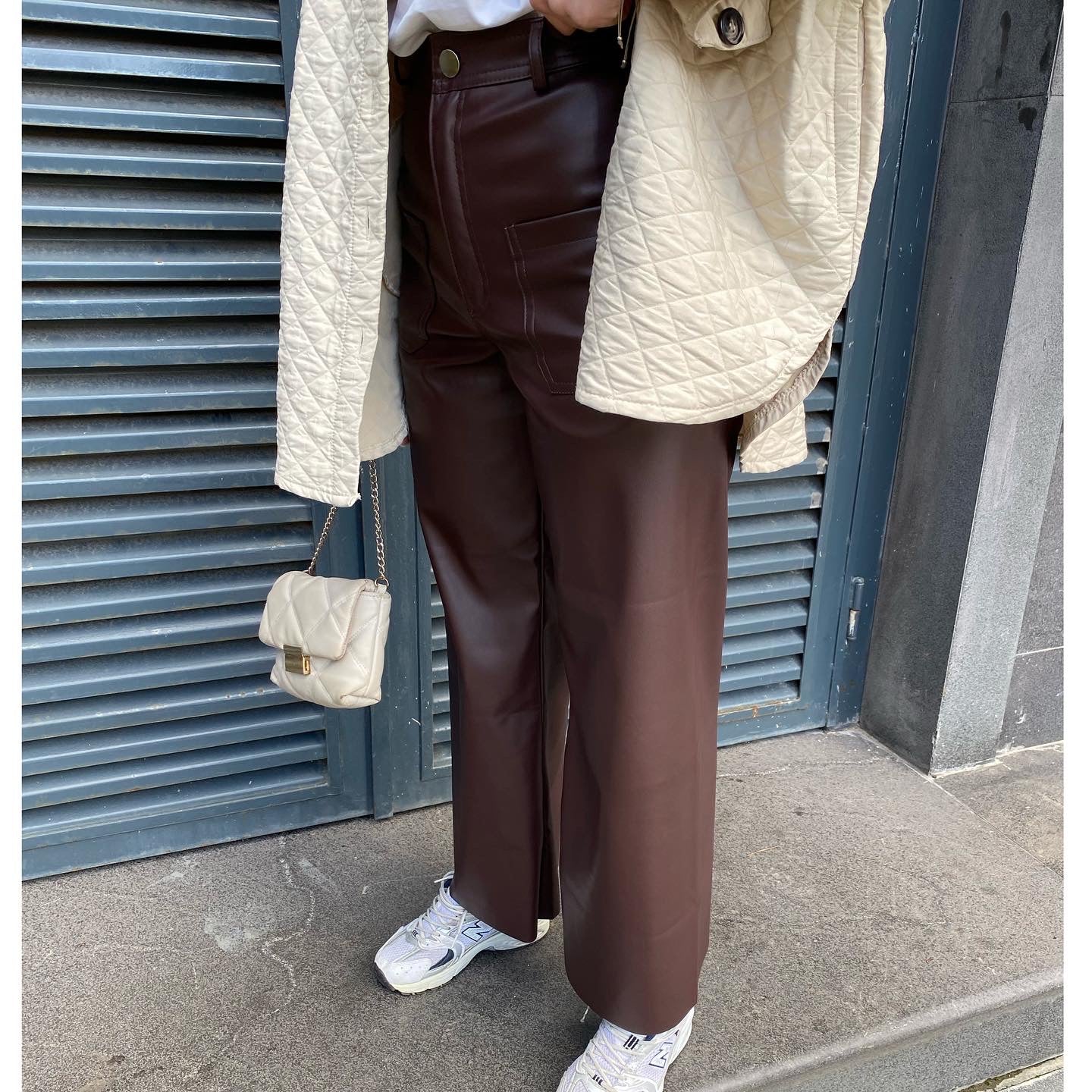 Ön Çift Cep Detay Deri Pantolon - Bordo