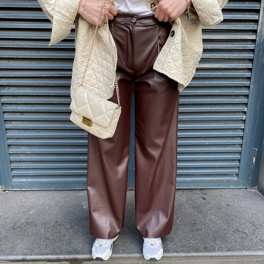 Pileli Palazzo Pantolon - Acı Kahve