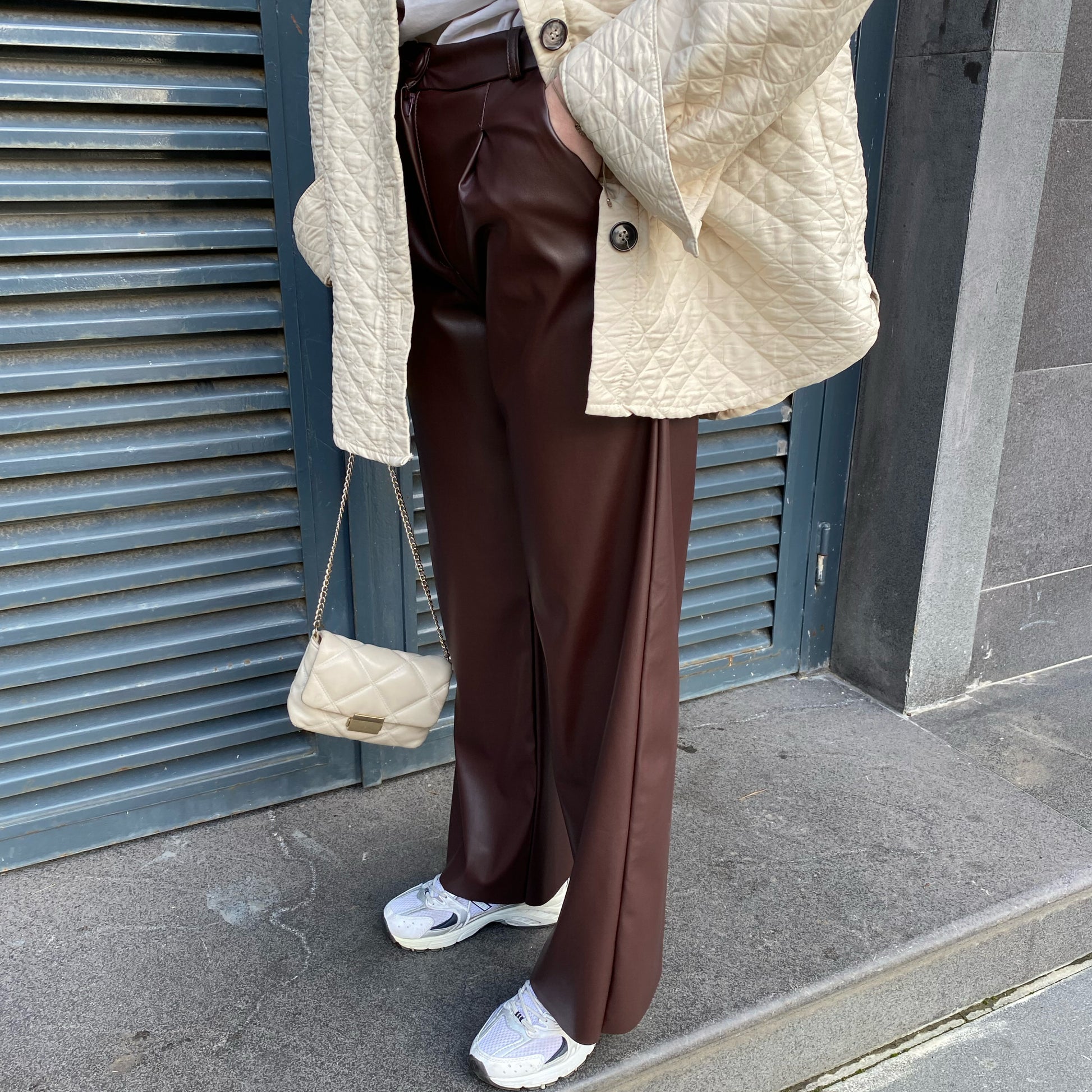 Pileli Palazzo Pantolon - Acı Kahve