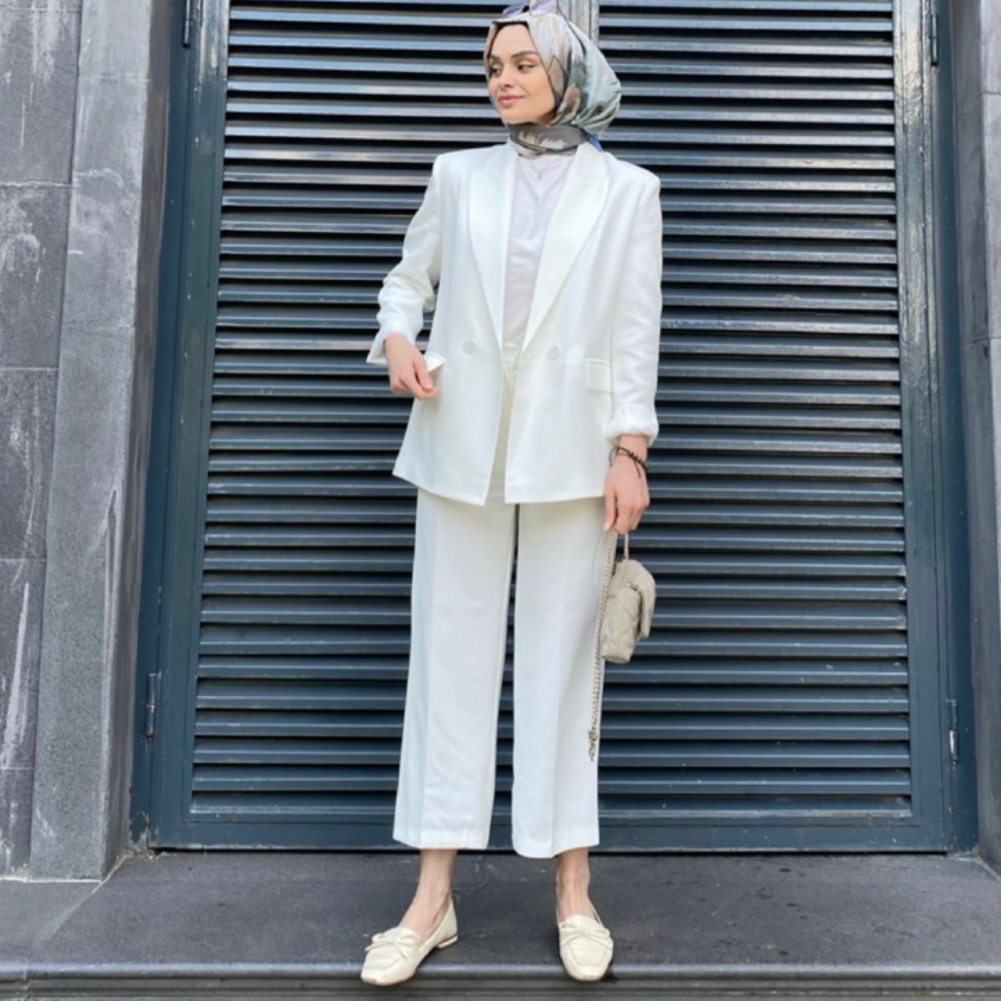 Beyaz - Blazer Takım