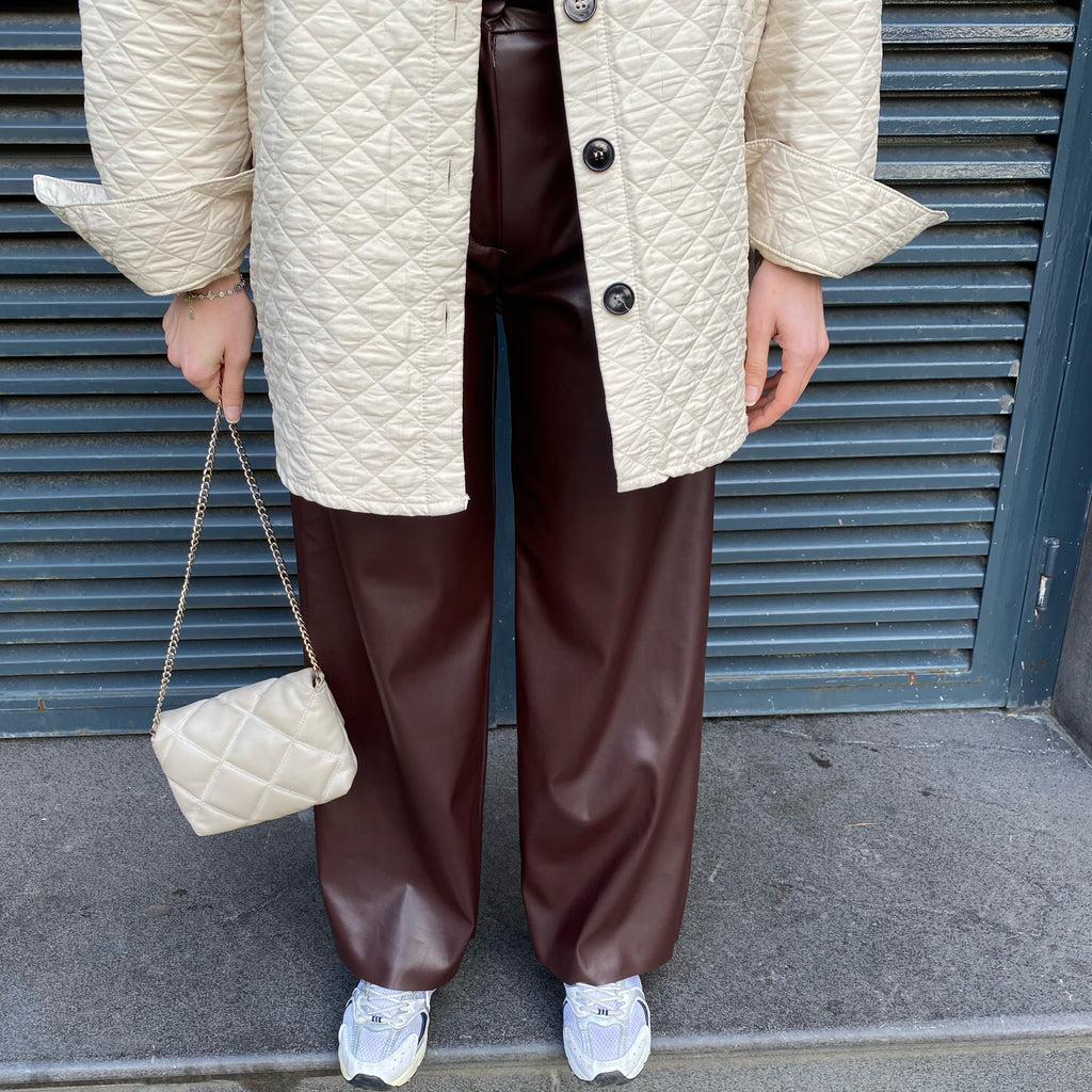 Pileli Palazzo Pantolon - Acı Kahve