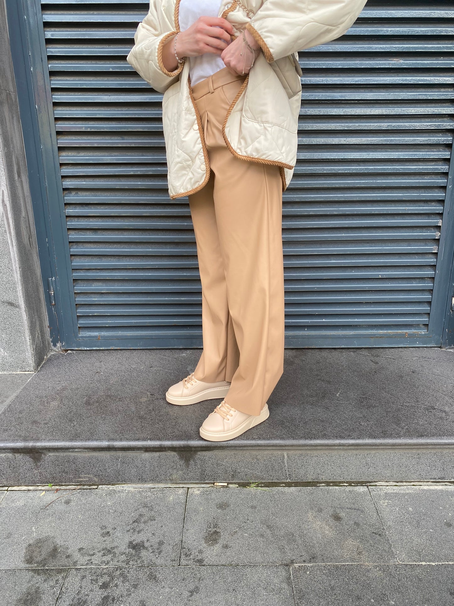 Pileli Palazzo Pantolon - Camel