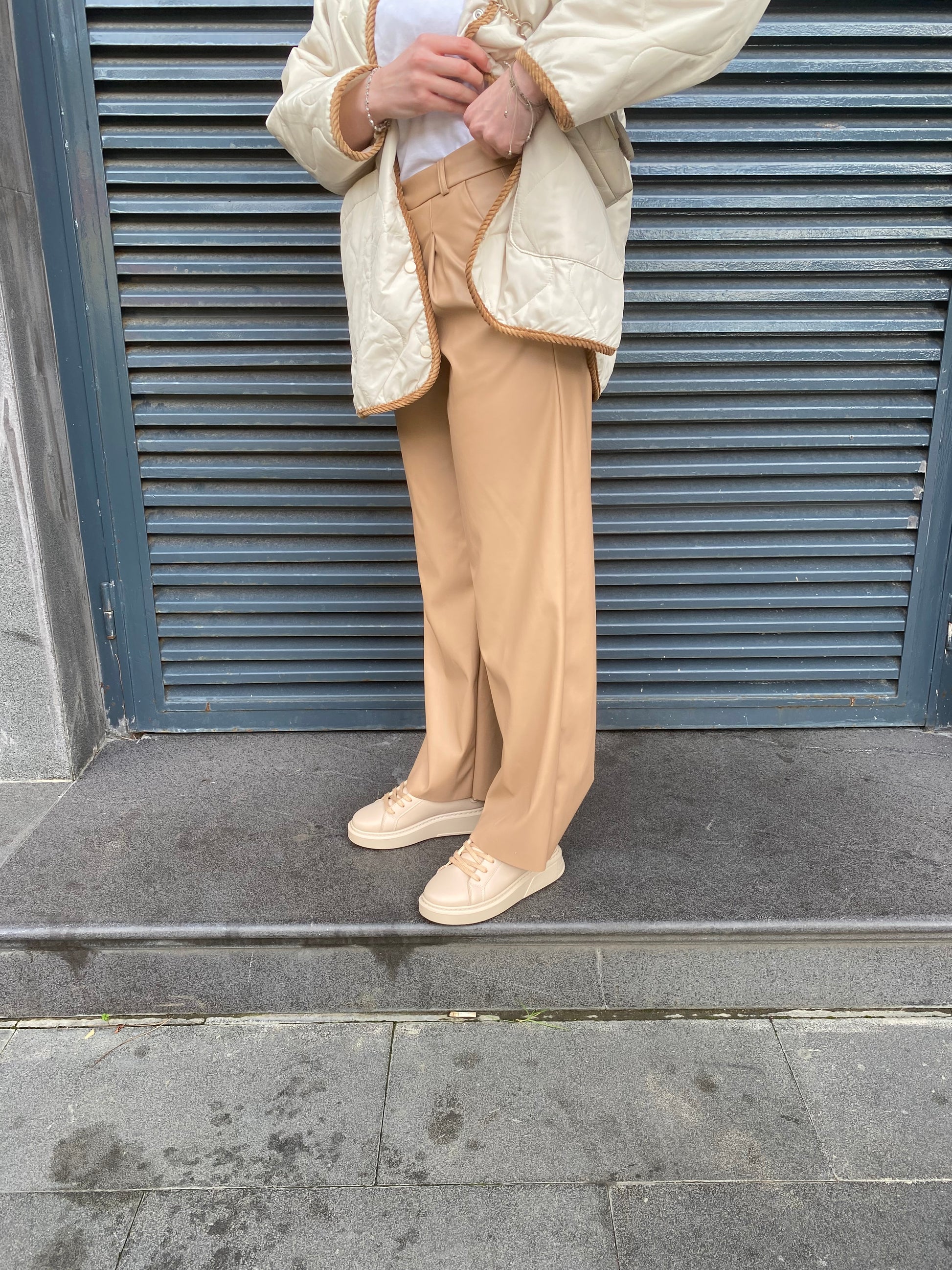 Pileli Palazzo Pantolon - Camel