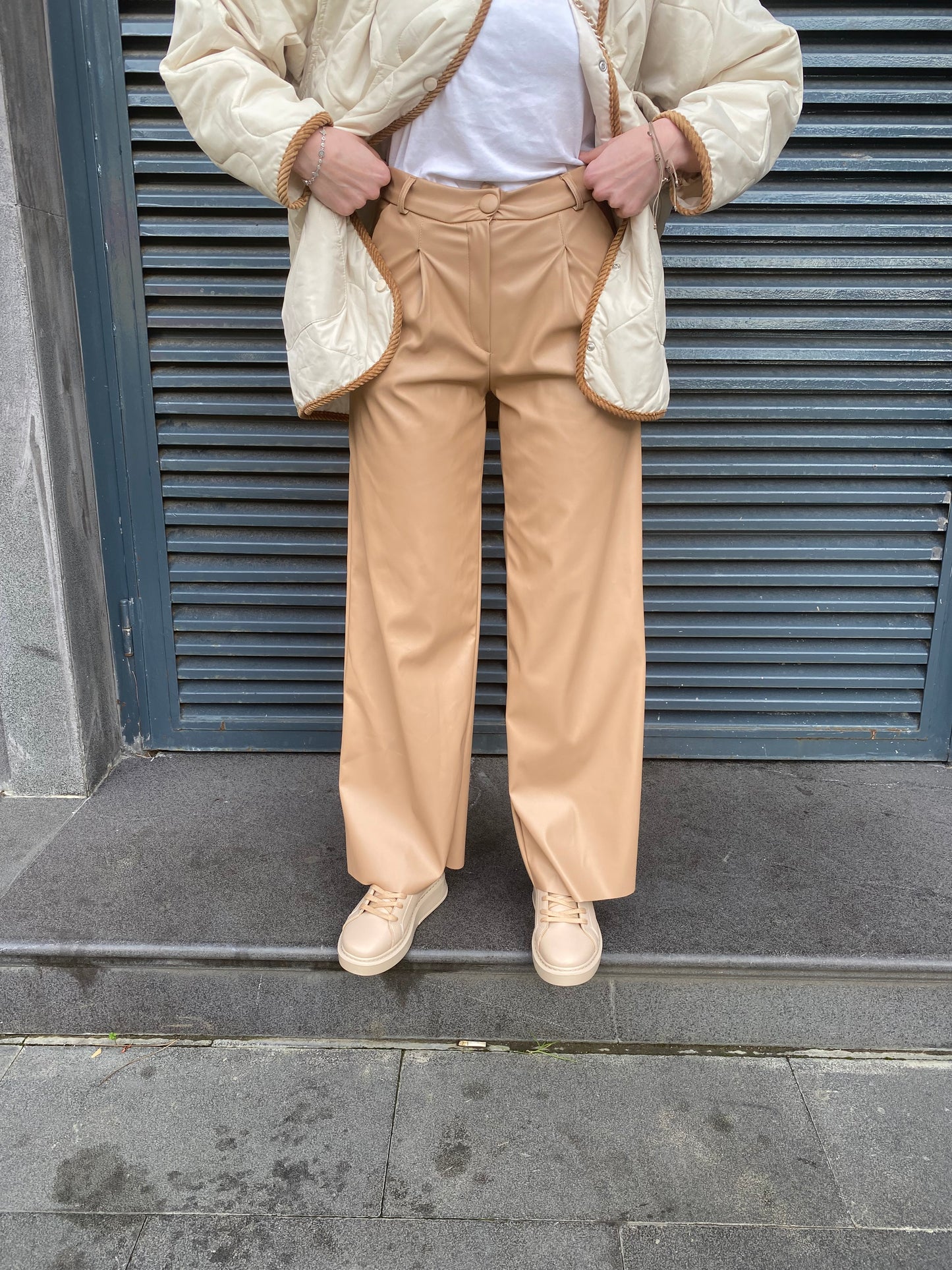 Pileli Palazzo Pantolon - Camel