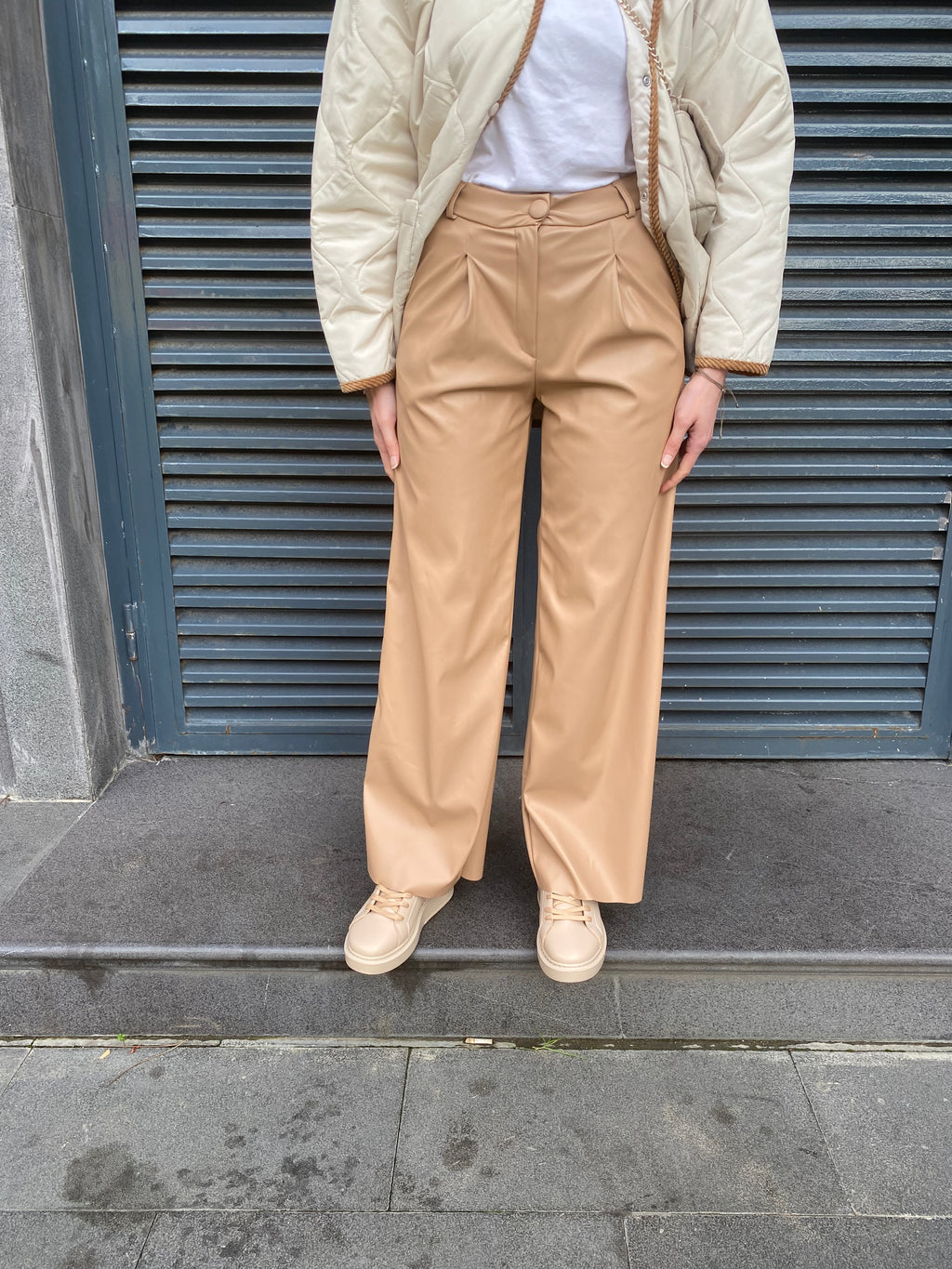 Pileli Palazzo Pantolon - Camel