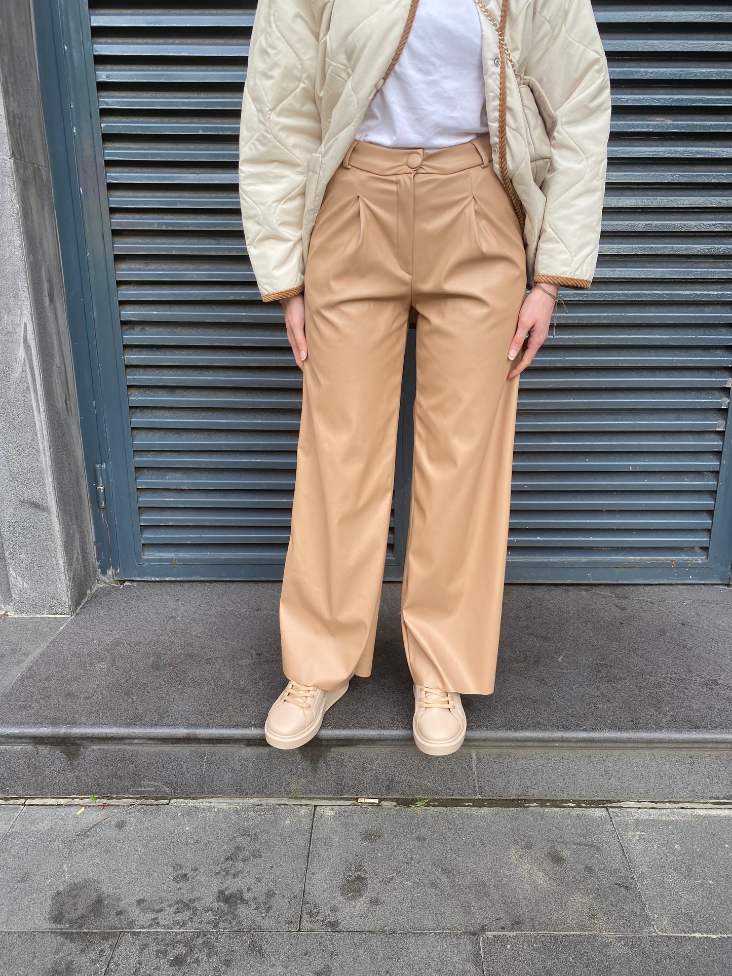 Pileli Palazzo Pantolon - Camel