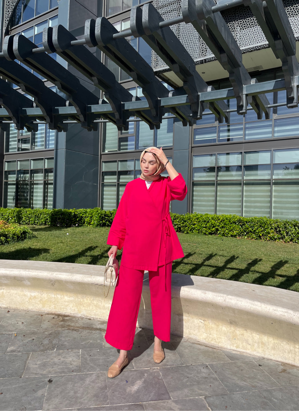 Fuşya - Keten Kimono Takım