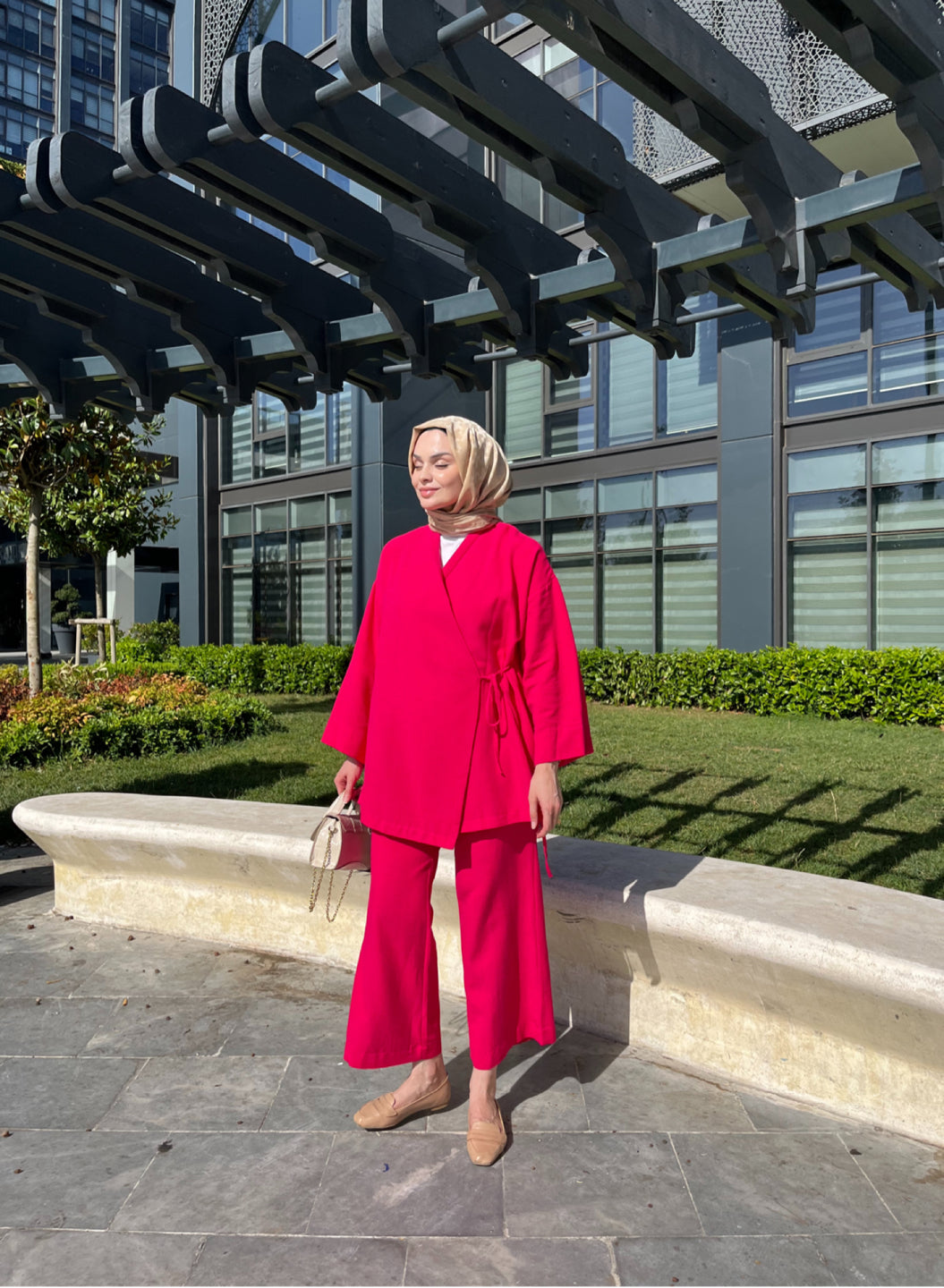 Fuşya - Keten Kimono Takım