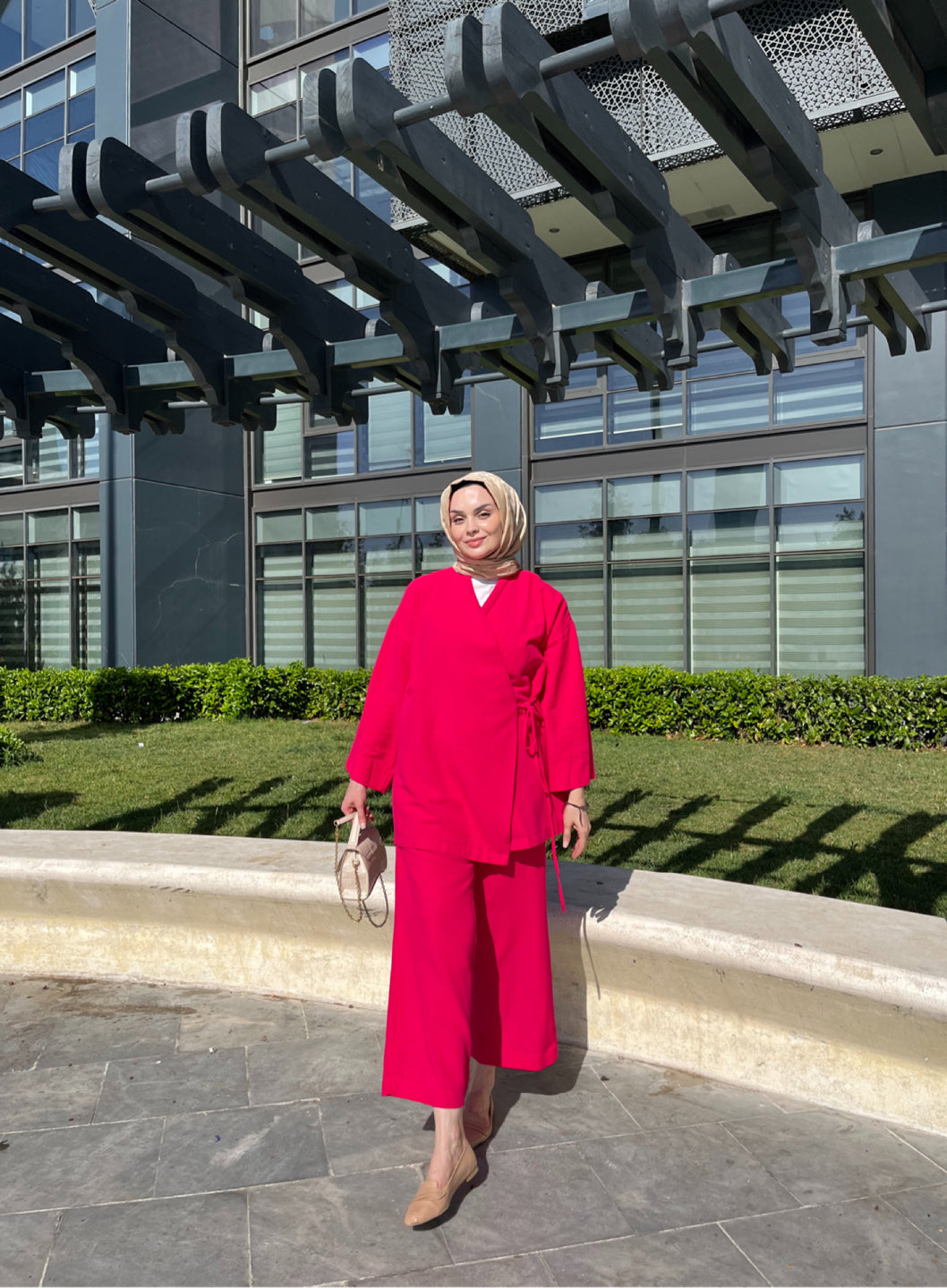 Fuşya - Keten Kimono Takım