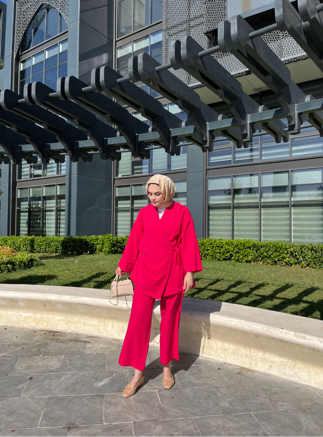 Fuşya - Keten Kimono Takım