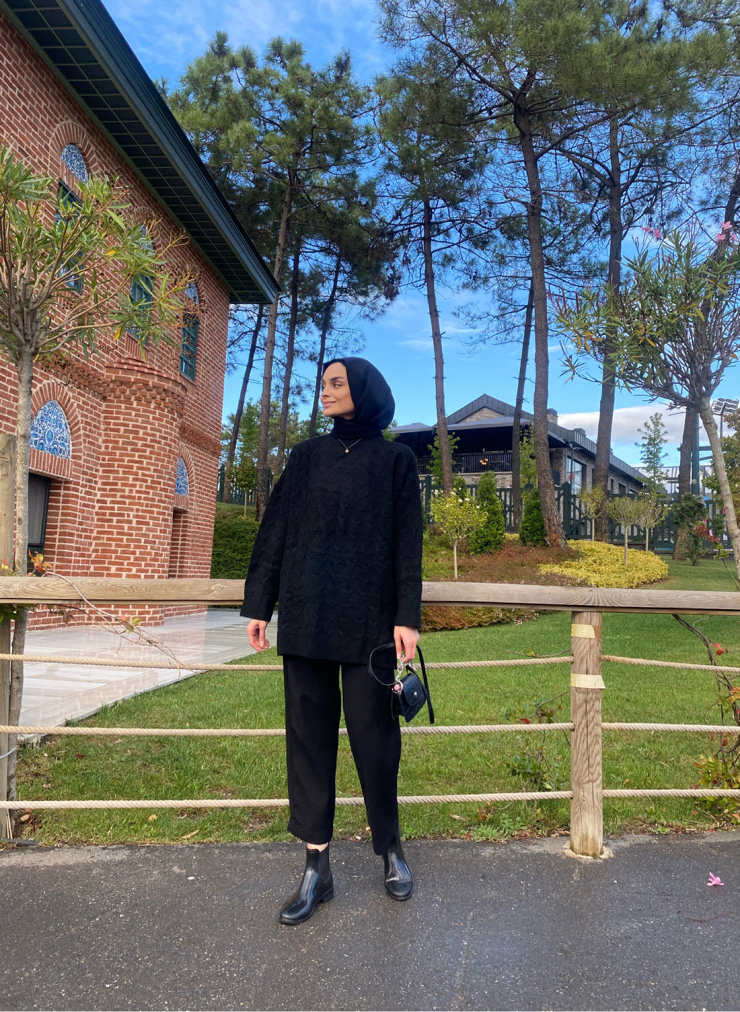 Saç Örgü Yün Triko Kazak - Siyah