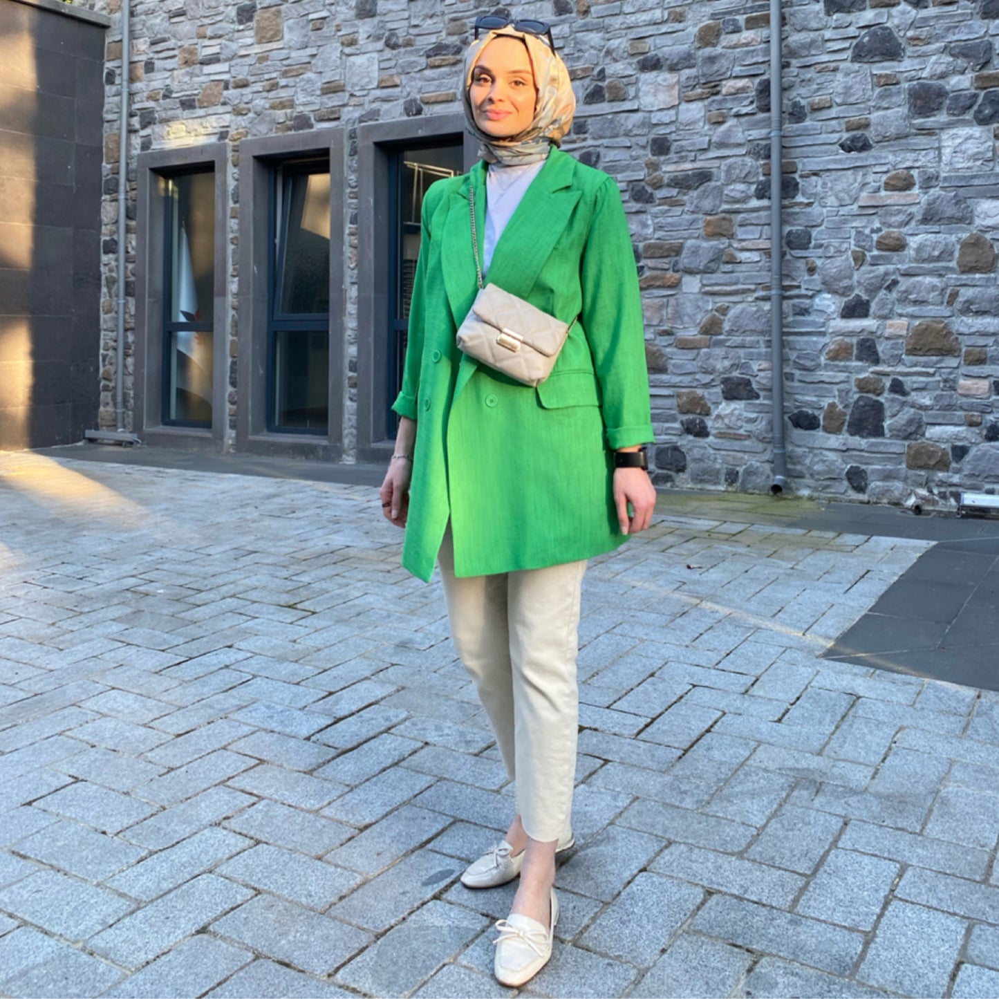 Düz Kesik Paça Jean - Bej