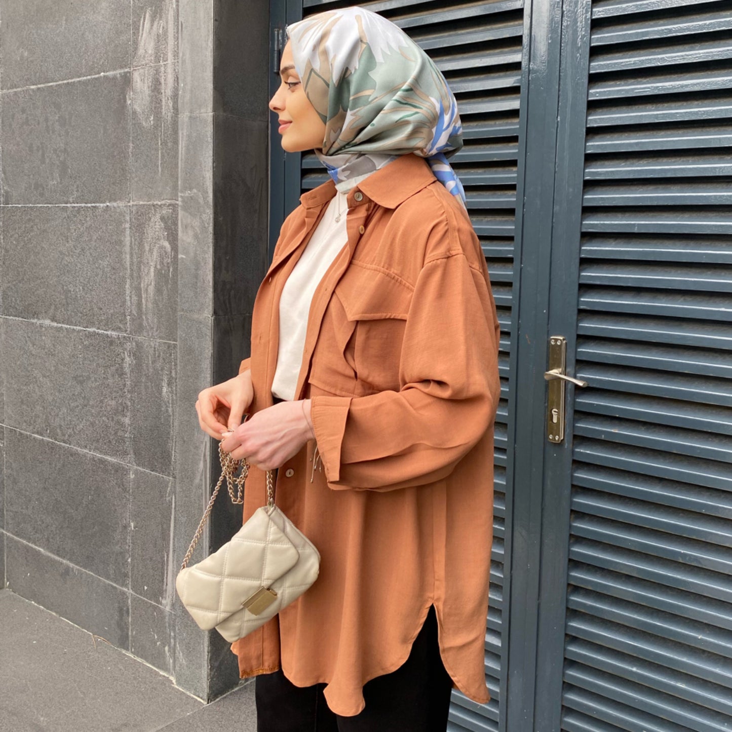 Cep Detaylı Oversize Gömlek - Camel