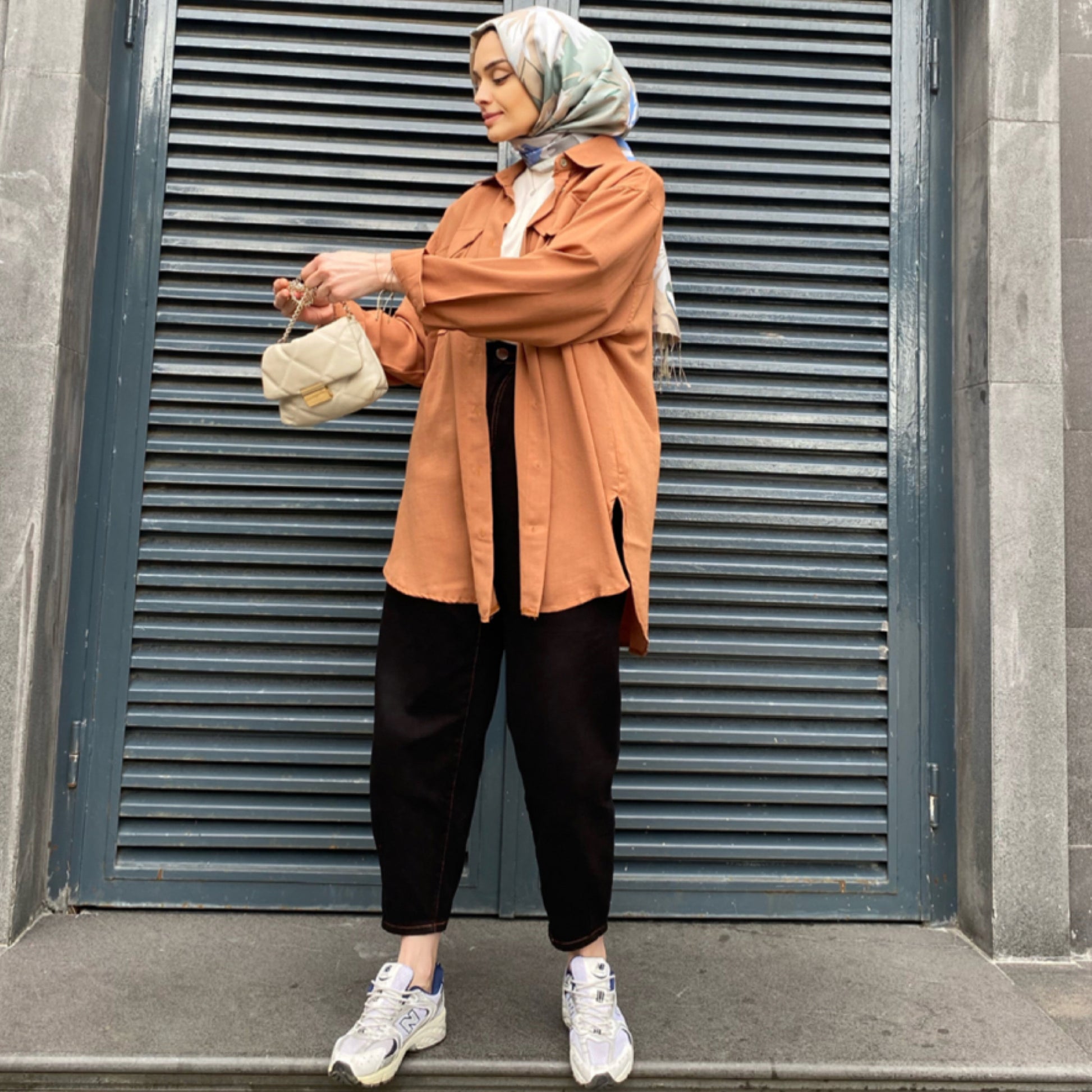 Cep Detaylı Oversize Gömlek - Camel