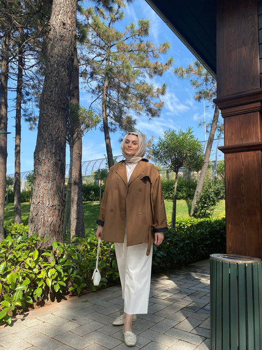 Elegance Kahverengi Oversize Trençkot