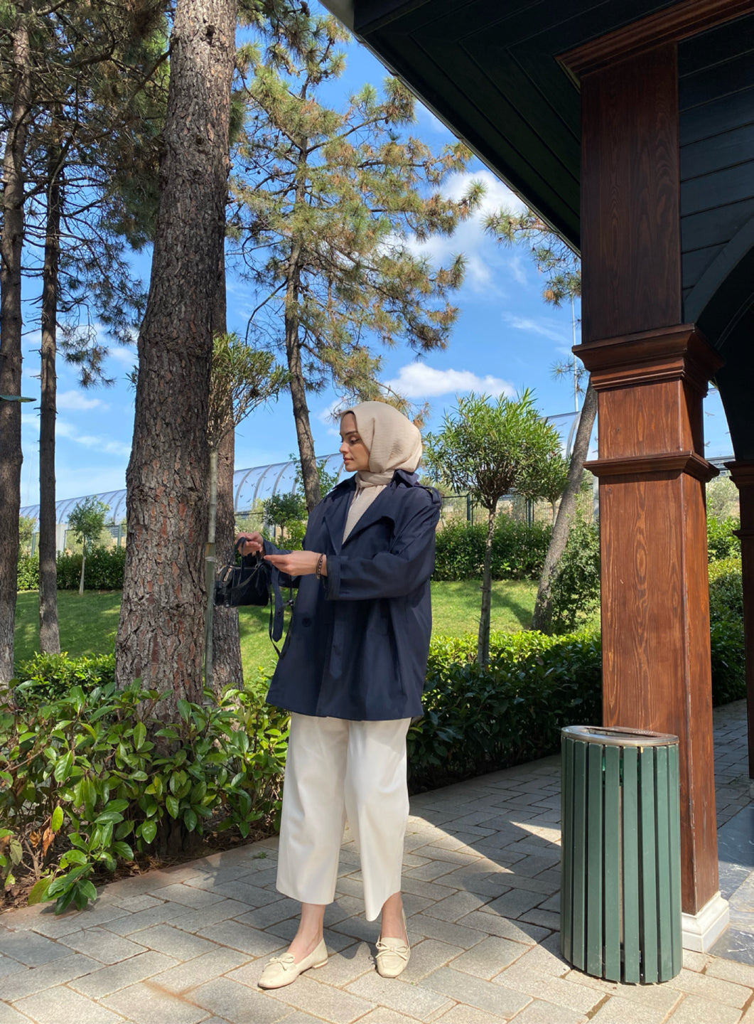 Elegance Lacivert Oversize Trençkot