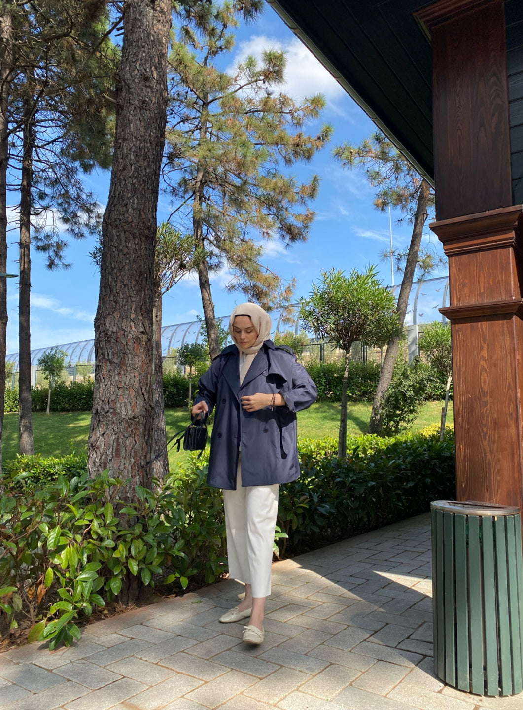 Elegance Lacivert Oversize Trençkot