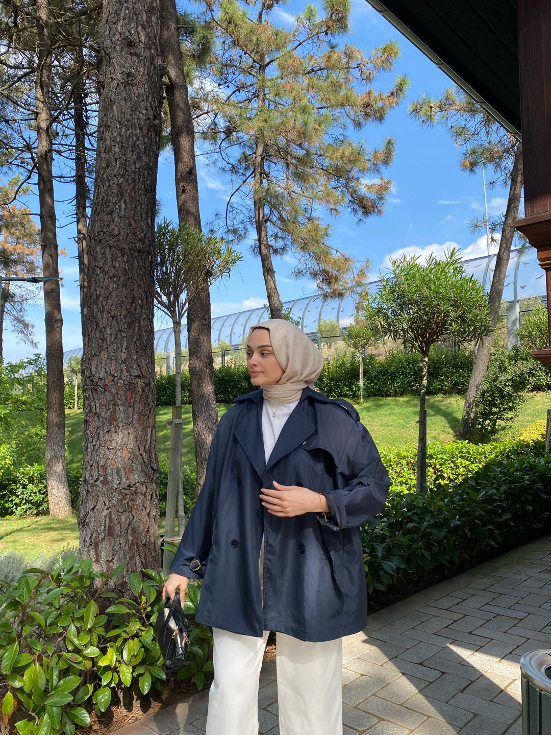 Elegance Lacivert Oversize Trençkot