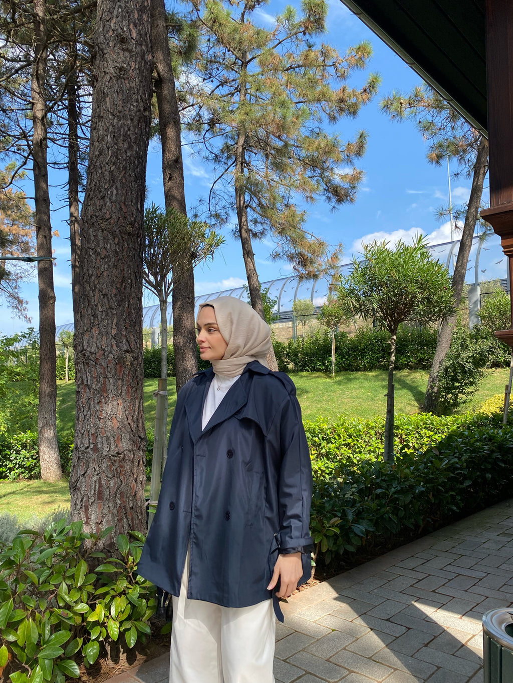 Elegance Lacivert Oversize Trençkot