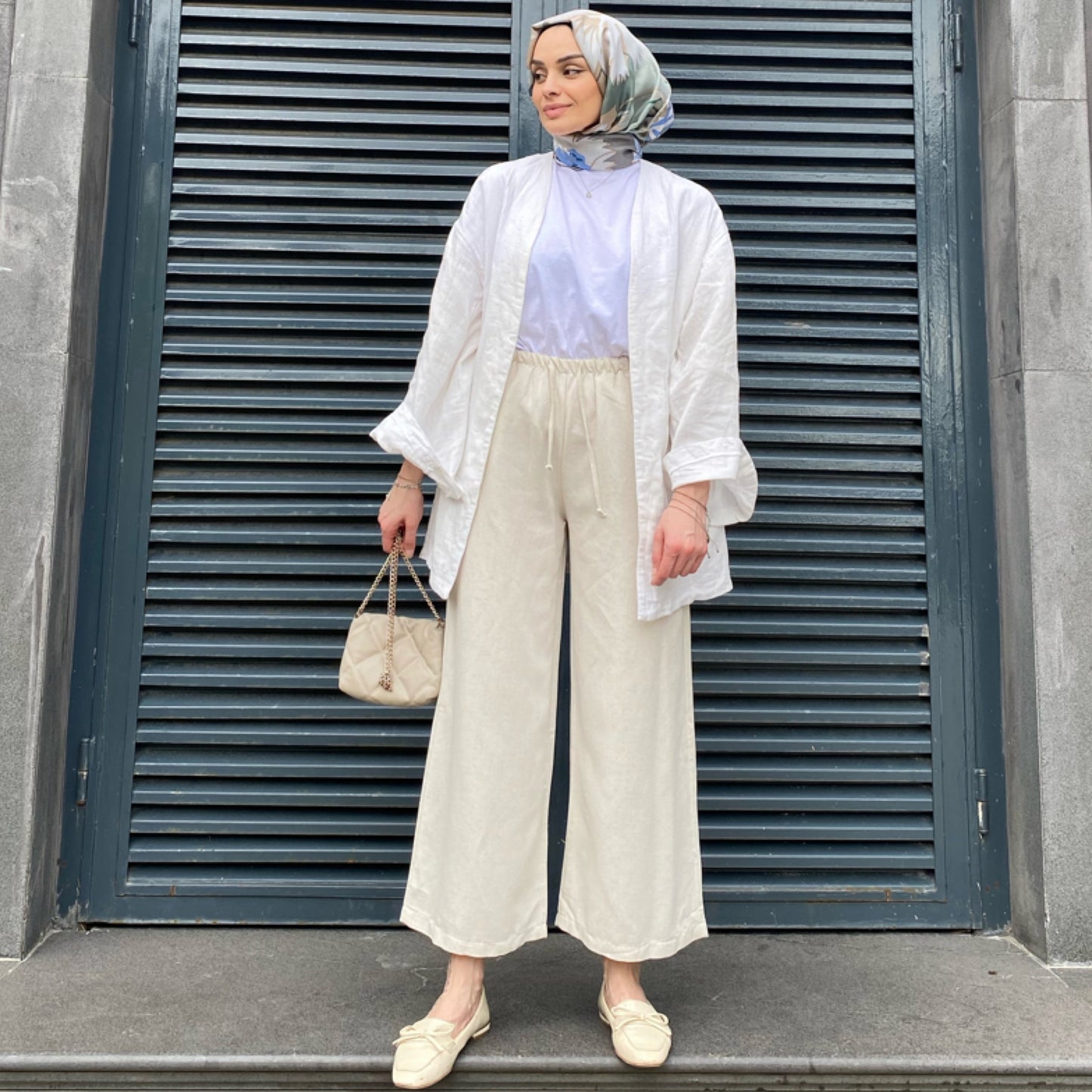 Ekru - Keten Pantolon