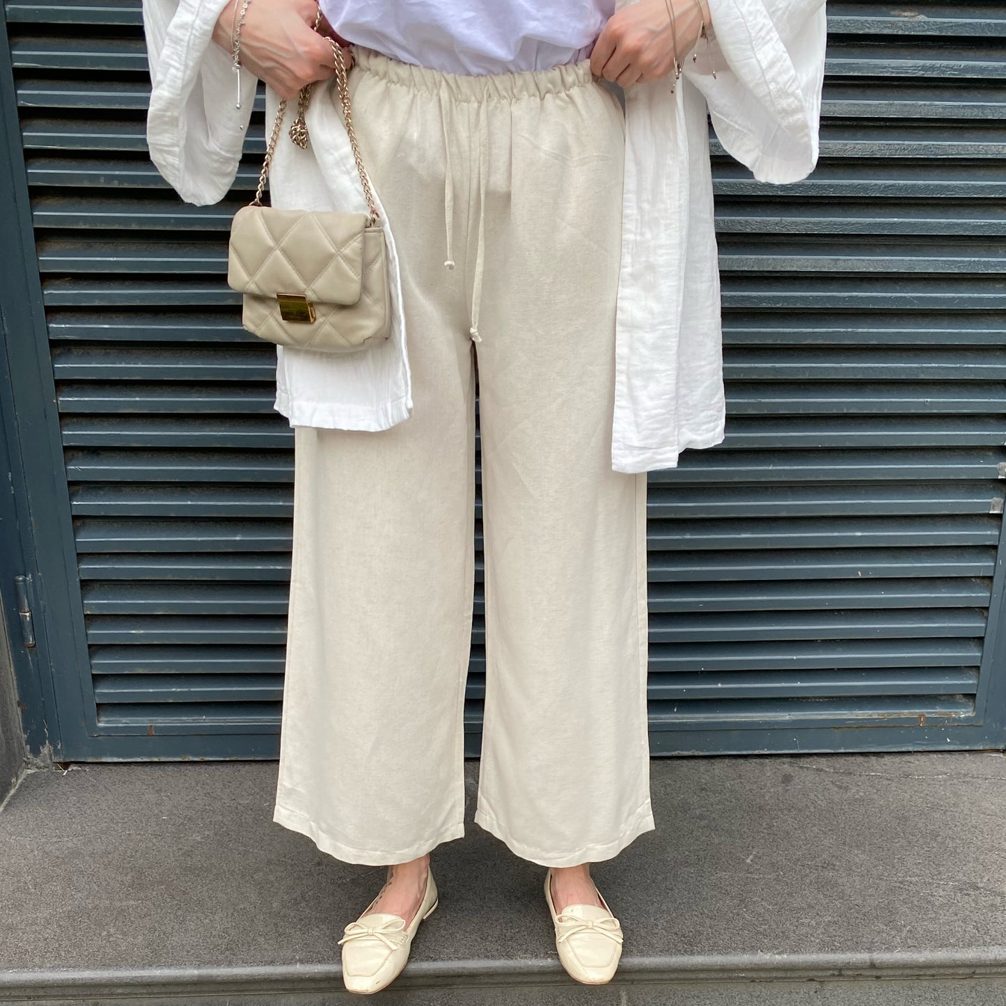 Ekru - Keten Pantolon