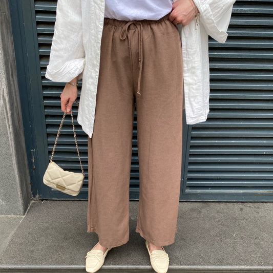 Kahverengi Keten Pantolon