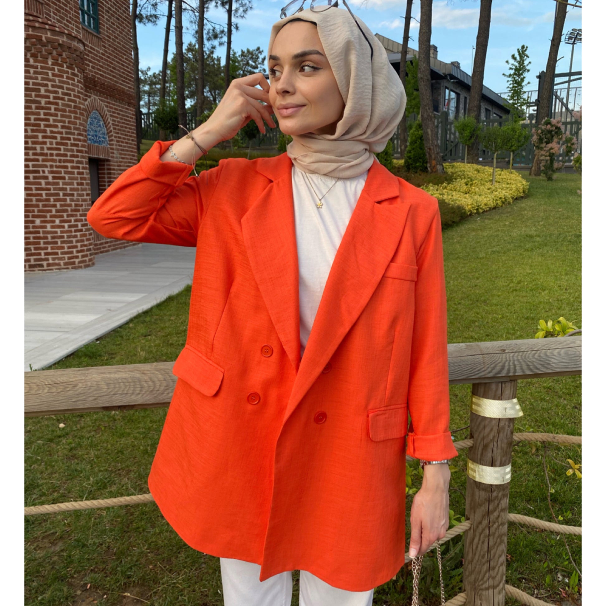 Oranj Keten Blazer Ceket
