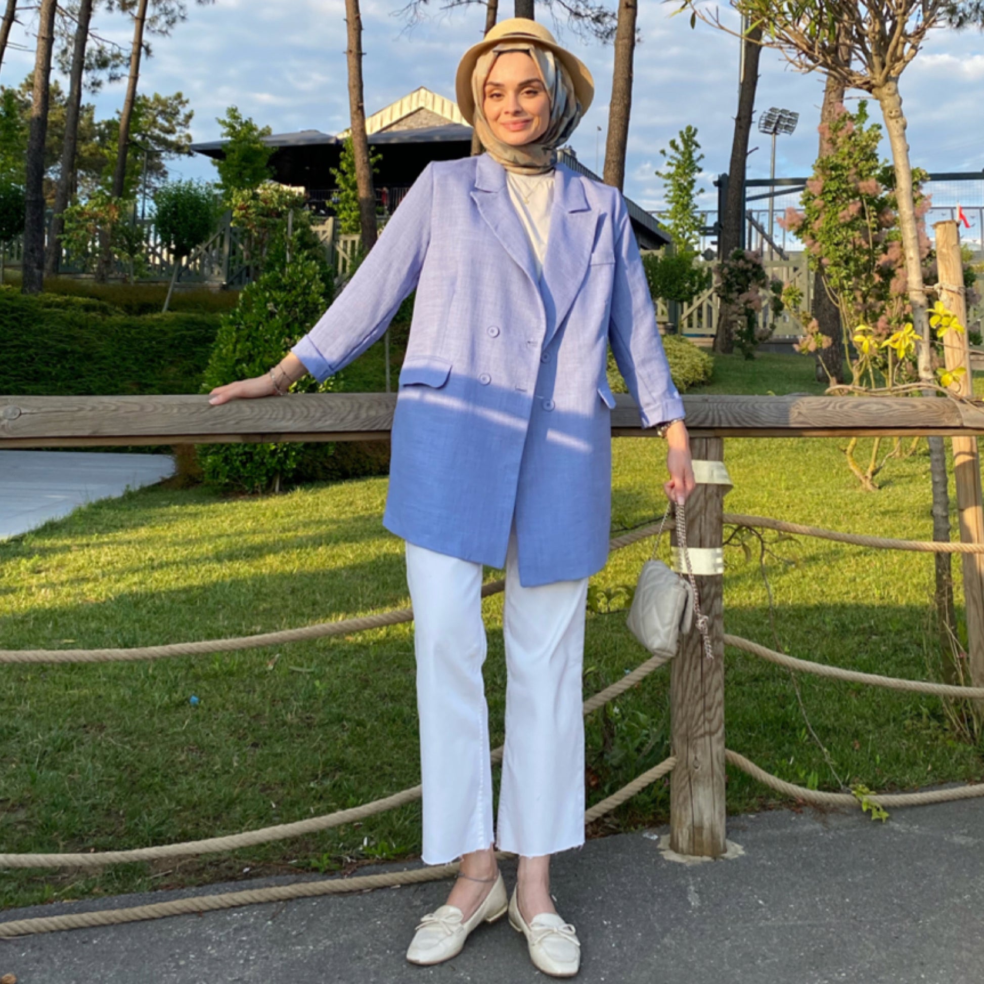 Kraliyet Mavisi Keten Blazer Ceket ( Ekstra Bol Kalıp)