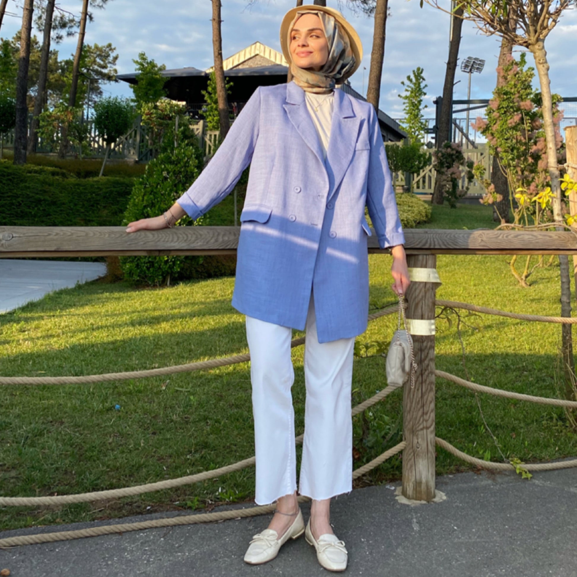 Kraliyet Mavisi Keten Blazer Ceket ( Ekstra Bol Kalıp)