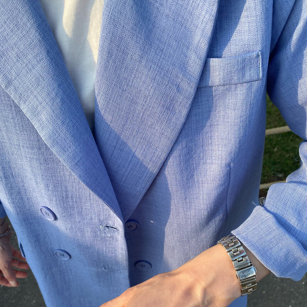 Kraliyet Mavisi Keten Blazer Ceket ( Ekstra Bol Kalıp)