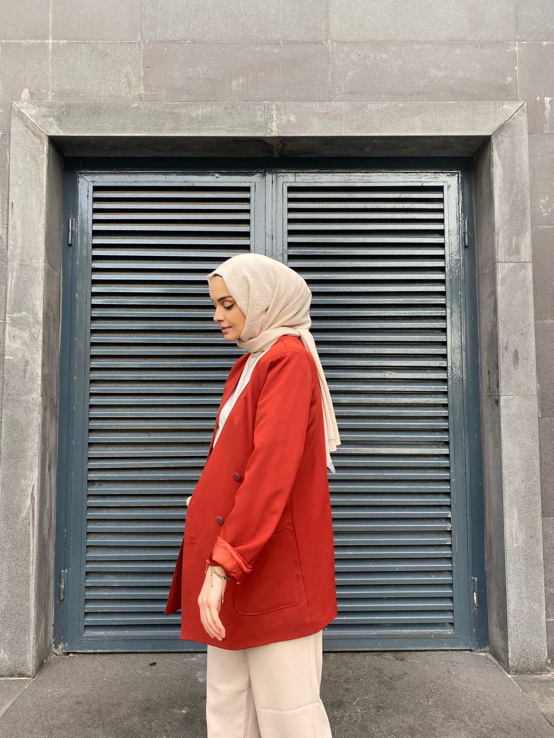 Yakasız Ceket - Kiremit