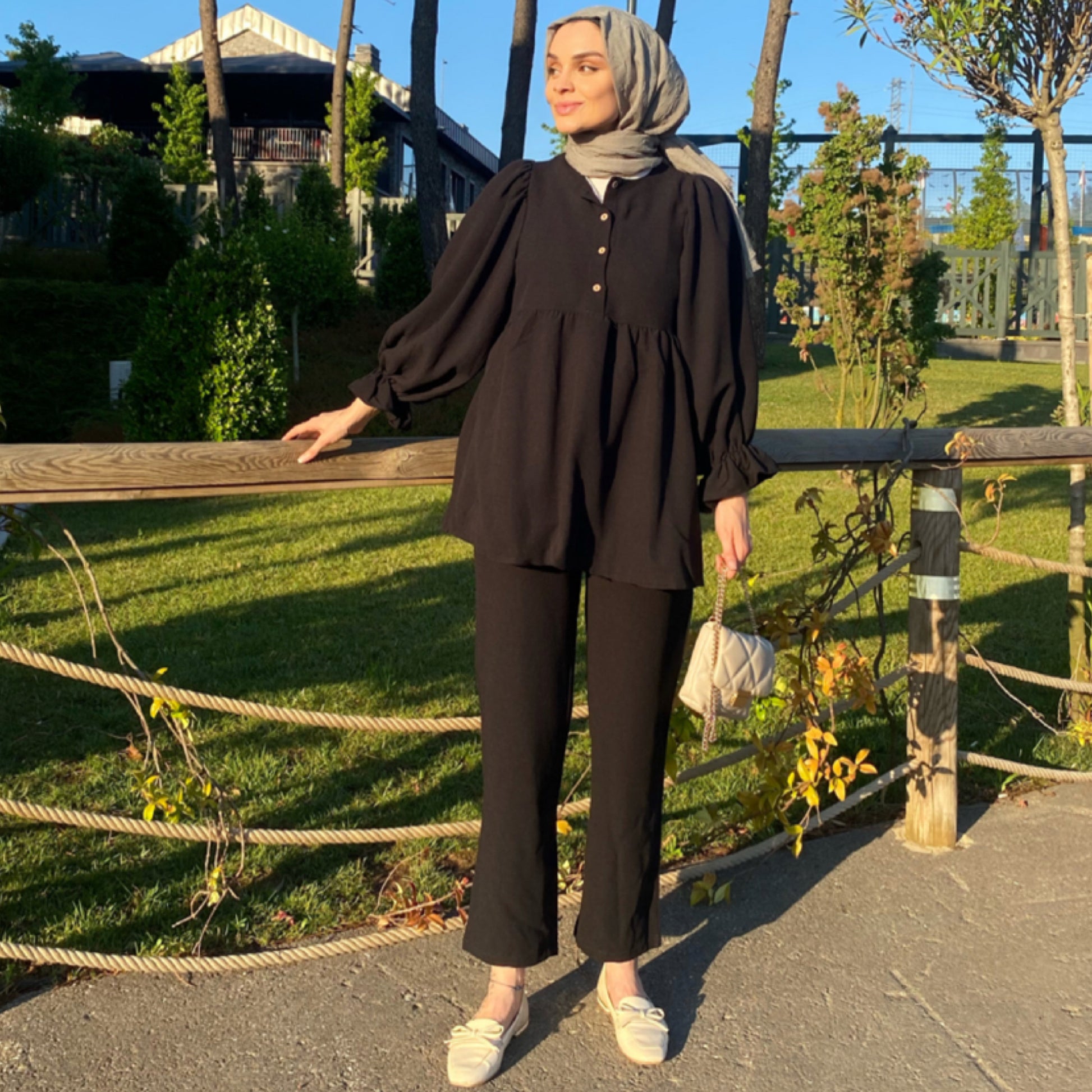 Siyah Balon Kol Takım - Siyah