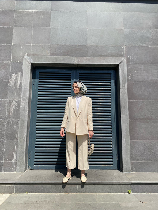 Ekru - Blazer Takım