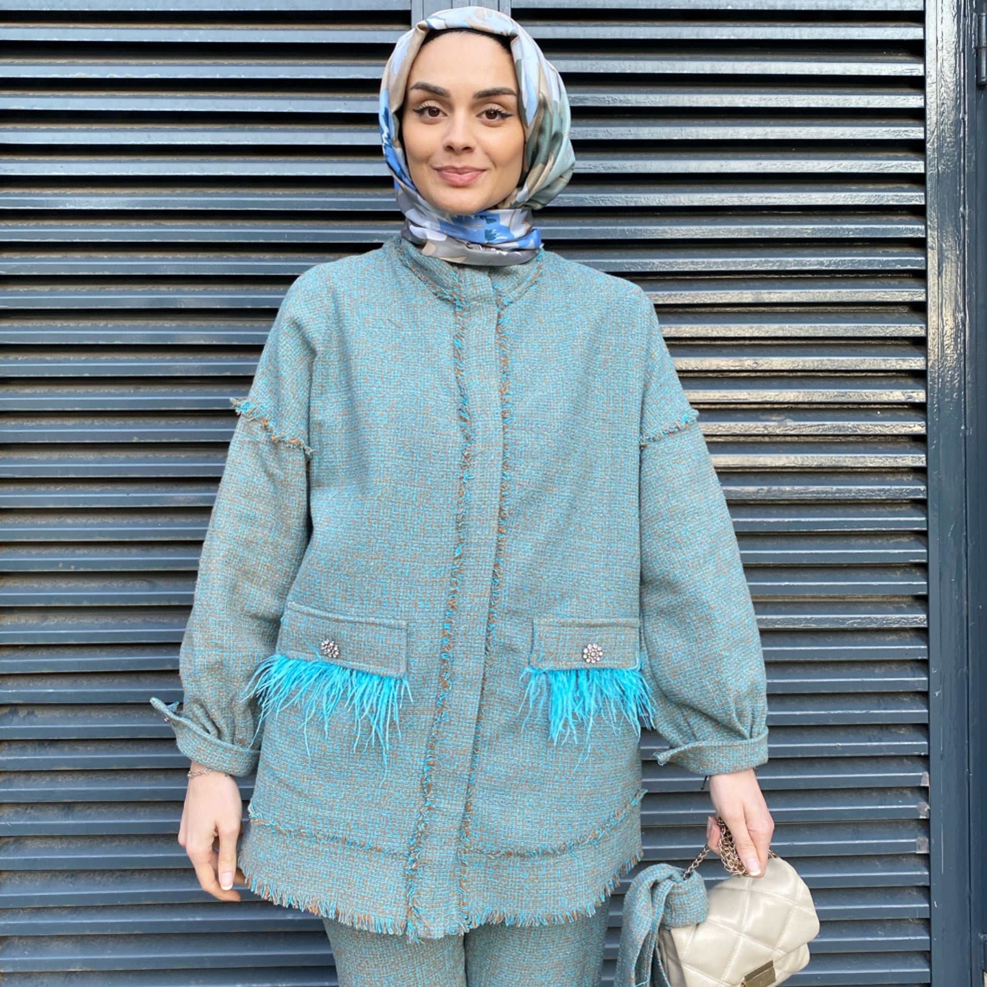 Püskül Detaylı Tüvit Takım - Mint