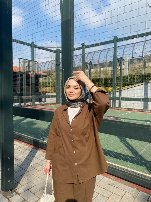 Kahverengi - Keten İkili Takım