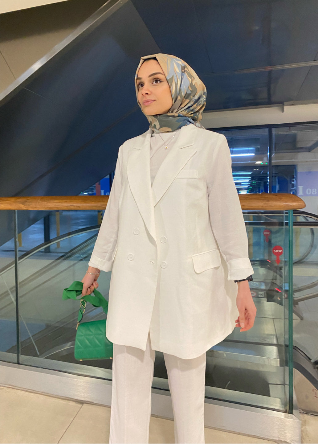 Beyaz Keten Blazer Ceket