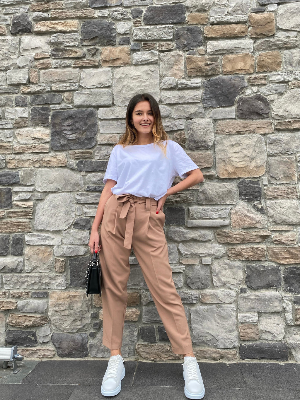 Kemerli Camel Pantolon