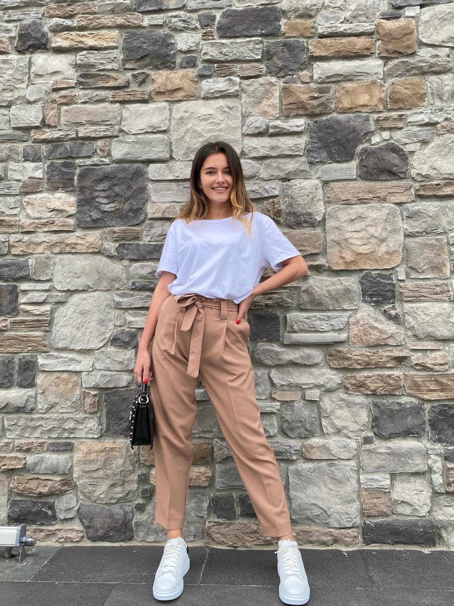 Kemerli Camel Pantolon