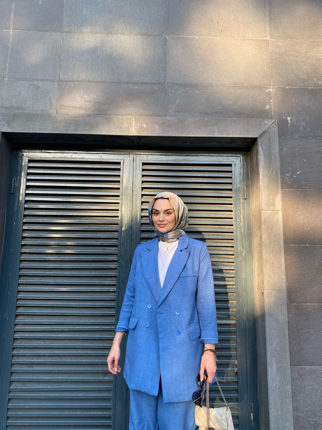 Gök Mavisi Keten Blazer Ceket