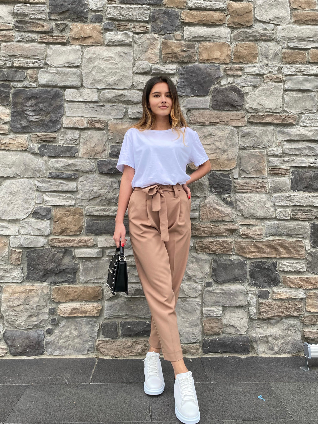 Kemerli Camel Pantolon