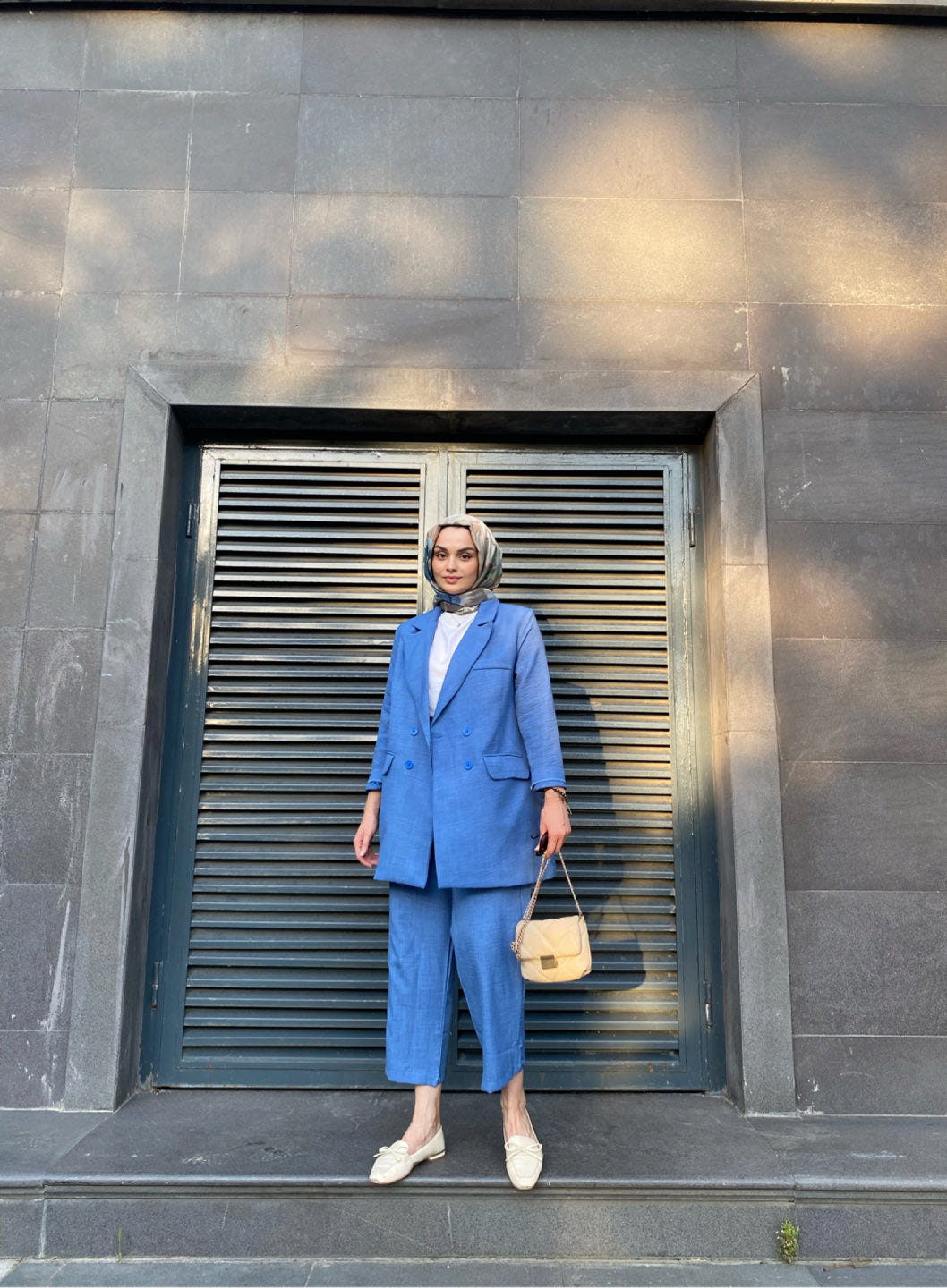 Gök Mavisi Keten Blazer Ceket